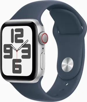 Apple Watch SE (2022) (GPS + Cellular) 40mm srebrny z paskiem sportowym M/L sturmblau