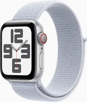 Apple Watch SE (2022) (GPS + Cellular) 40mm srebrny z Sport Loop Blaue Wolke