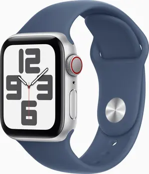 Apple Watch SE (2022) (GPS + Cellular) 40mm srebrny z paskiem sportowym S/M Denim