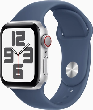 Apple Watch SE (2022) (GPS + Cellular) 40mm srebrny z paskiem sportowym M/L Denim