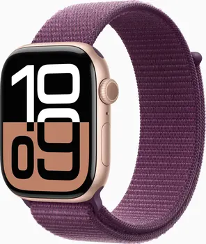 Apple Watch Series 10 (GPS) 46mm aluminiowy złoty róż z Sport Loop śliwka
