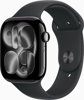 Apple Watch Series 11 (GPS) 46mm aluminiowy diamentowo-czarny z paskiem sportowym M/L czarny
