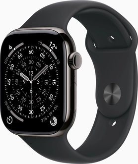 Apple Watch Series 11 (GPS + Cellular) 46mm titan schiefer z paskiem sportowym M/L czarny