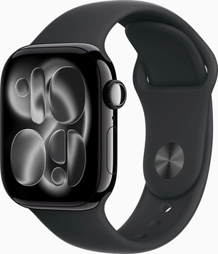 Apple Watch Series 11 (GPS) 42mm aluminiowy diamentowo-czarny z paskiem sportowym S/M czarny