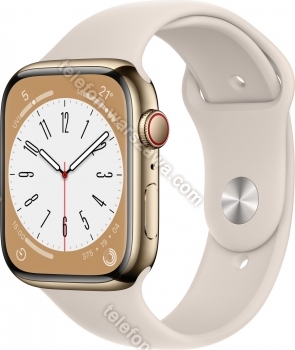 Apple Watch Series 8 (GPS + Cellular) 45mm stal szlachetna złoty z paskiem sportowym Polarstern