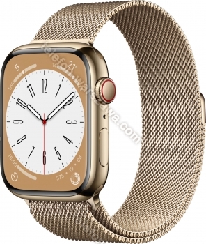 Apple Watch Series 8 (GPS + Cellular) 45mm stal szlachetna złoty z bransoletą Milanaise złoty