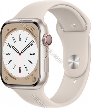 Apple Watch Series 8 (GPS + Cellular) 45mm aluminiowy Polarstern z paskiem sportowym Polarstern