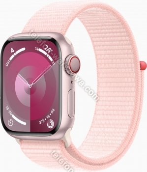 Apple Watch Series 9 (GPS + Cellular) 41mm aluminiowy srebrny z Sport Loop jasny róż