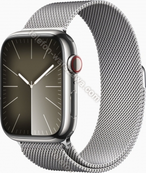 Apple Watch Series 9 (GPS + Cellular) 45mm stal szlachetna srebrny z bransoletą Milanaise srebrny