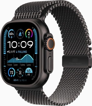 Apple Watch Ultra 2 czarny z bransoletą Milanaise Medium czarny