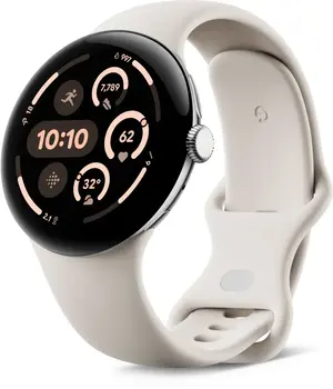 Google pikseli Watch 3 (LTE) 45mm Polished Silver z paskiem sportowym Porcelain