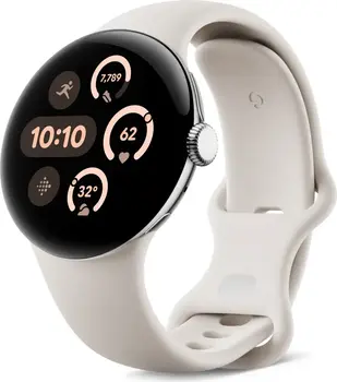 Google pikseli Watch 3 (Wi-Fi) 41mm Polished Silver z paskiem sportowym Porcelain
