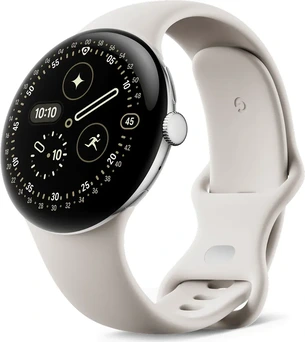 Google pikseli Watch 4 (LTE) 45mm Polished Silver z paskiem sportowym Porcelain