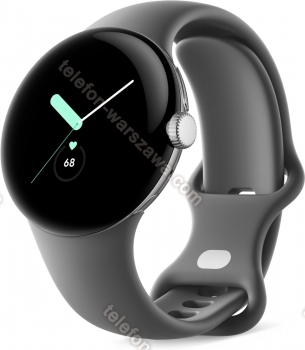 Google pikseli Watch (LTE) Polished Silver z paskiem sportowym Charcoal