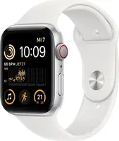 Apple Watch SE (2022) (GPS + Cellular) 44mm srebrny z paskiem sportowym biały