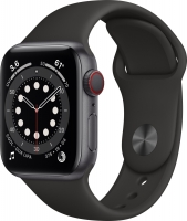 Apple Watch Series 6 (GPS + Cellular) 40mm aluminiowy space szary z paskiem sportowym czarny