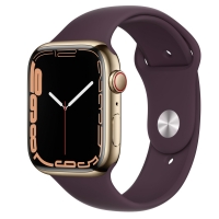 Apple Watch Series 7 (GPS + Cellular) 45mm stal szlachetna złoty z paskiem sportowym Dunkelkirsch