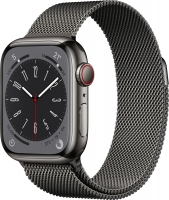 Apple Watch Series 8 (GPS + Cellular) 41mm stal szlachetna grafit z bransoletą Milanaise grafit