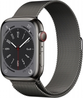 Apple Watch Series 8 (GPS + Cellular) 45mm stal szlachetna grafit z bransoletą Milanaise grafit