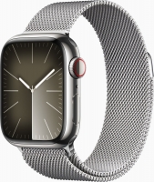 Apple Watch Series 9 (GPS + Cellular) 41mm stal szlachetna srebrny z bransoletą Milanaise srebrny