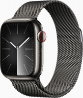 Apple Watch Series 9 (GPS + Cellular) 41mm stal szlachetna grafit z bransoletą Milanaise grafit