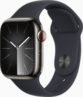 Apple Watch Series 9 (GPS + Cellular) 41mm stal szlachetna grafit z paskiem sportowym M/L Mitternacht