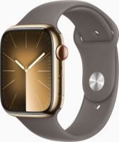 Apple Watch Series 9 (GPS + Cellular) 45mm stal szlachetna złoty z paskiem sportowym S/M tonbraun