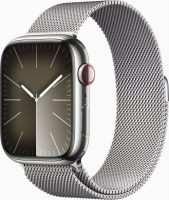Apple Watch Series 9 (GPS + Cellular) 45mm stal szlachetna srebrny z bransoletą Milanaise srebrny
