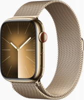 Apple Watch Series 9 (GPS + Cellular) 45mm stal szlachetna złoty z bransoletą Milanaise złoty