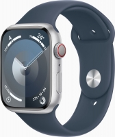 Apple Watch Series 9 (GPS + Cellular) 45mm aluminiowy srebrny z paskiem sportowym M/L sturmblau