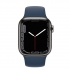 Apple Watch Series 7 (GPS + Cellular) 41mm stal szlachetna grafit z paskiem sportowym abyssblau