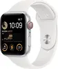 Apple Watch SE (2022) (GPS + Cellular) 44mm srebrny z paskiem sportowym biały