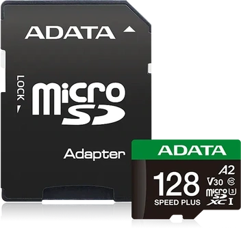 ADATA SPEED PLUS R180/W160 microSDXC 128GB Kit, UHS-I U3, A2, Class 10