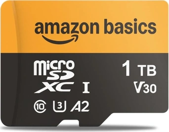 AmazonBasics High Speed R200/W150 microSDXC 1TB Kit, UHS-I U3, A2, Class 10