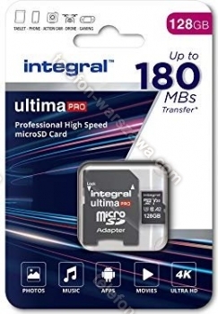 Integral ultima PRO R180/W130 microSDXC 128GB Kit, UHS-I U3, A2, Class 10