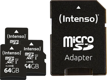Intenso Premium R90 microSDXC 64GB Kit, UHS-I U1, Class 10, 5er-Pack