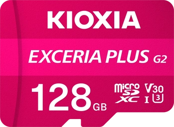 KIOXIA EXCERIA PLUS G2 R100/W65 microSDXC 128GB Kit, UHS-I U3, A1, Class 10