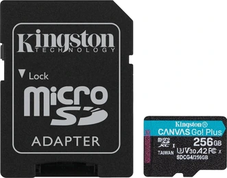 Kingston Canvas Go! Plus Gen4 R200/W160 microSDXC 256GB Kit, UHS-I U3, A2, Class 10