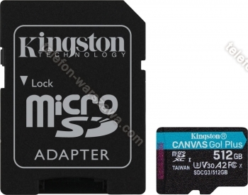 Kingston Canvas Go! Plus R170/W90 microSDXC 512GB Kit, UHS-I U3, A2, Class 10