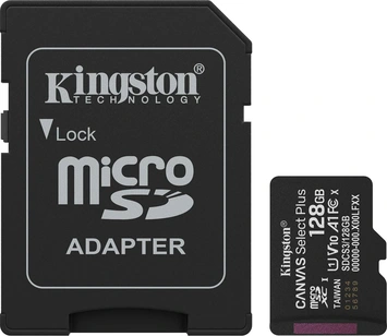 Kingston Canvas Select Plus Gen3 R150 microSDXC 128GB Kit, UHS-I U1, A1, Class 10
