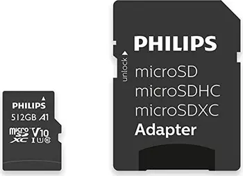 Philips microSDXC R80/W30 microSDXC 512GB Kit, UHS-I U1, A1, Class 10