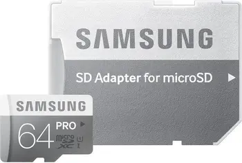 Samsung PRO R90/W80 microSDXC 64GB Kit, UHS-I U3, Class 10