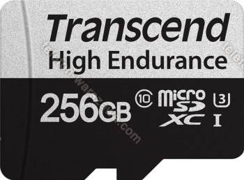 Transcend High Endurance 350V R95/W45 microSDXC 256GB Kit, UHS-I U3, Class 10