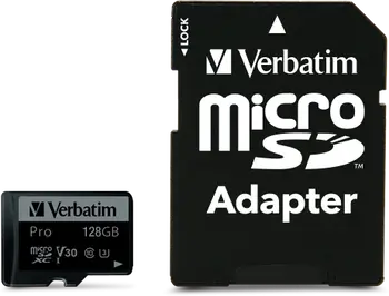 Verbatim Pro U3 R90/W45 microSDXC 128GB Kit, UHS-I U3, Class 10