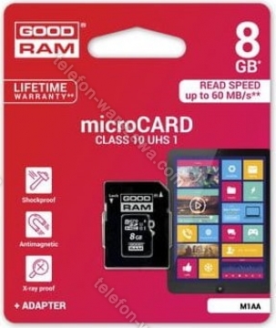 goodram M1AA microSDHC 8GB Kit, UHS-I, Class 10