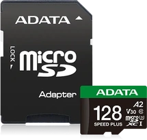 ADATA SPEED PLUS R180/W160 microSDXC 128GB Kit, UHS-I U3, A2, Class 10