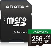 ADATA SPEED PLUS R180/W160 microSDXC 256GB Kit, UHS-I U3, A2, Class 10