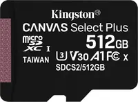 Kingston Canvas Select Plus R100/W85 microSDXC 512GB, UHS-I U3, A1, Class 10