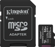 Kingston Canvas Select Plus Gen3 R100 microSDXC 64GB Kit, UHS-I U1, A1, Class 10