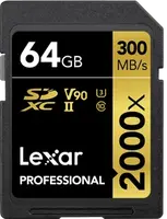 Lexar Professional 2000x Gold Series R300/W260 SDXC 64GB, UHS-II U3, Class 10